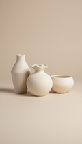 Ivory matte ceramic vessel set